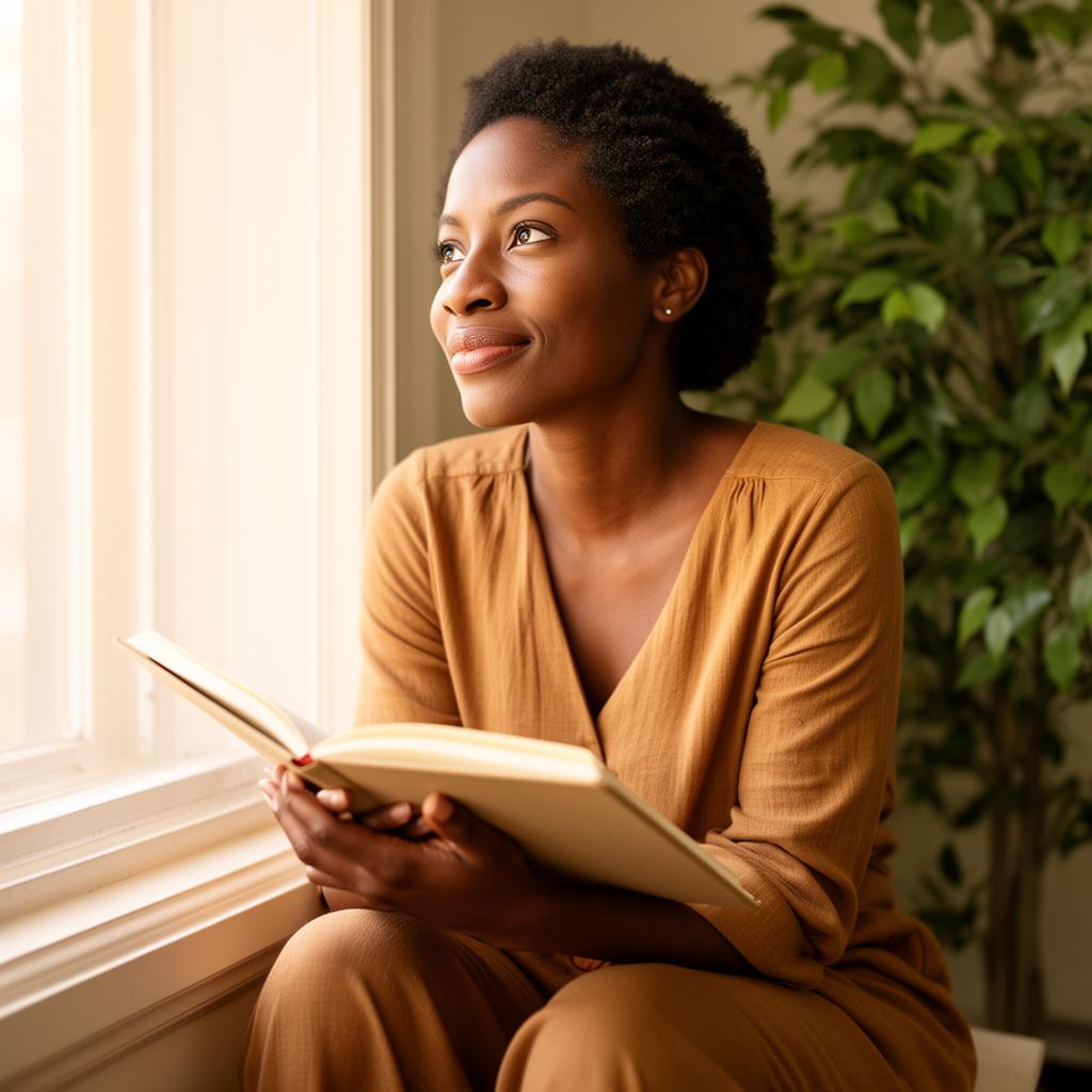Person finding clarity through reflection