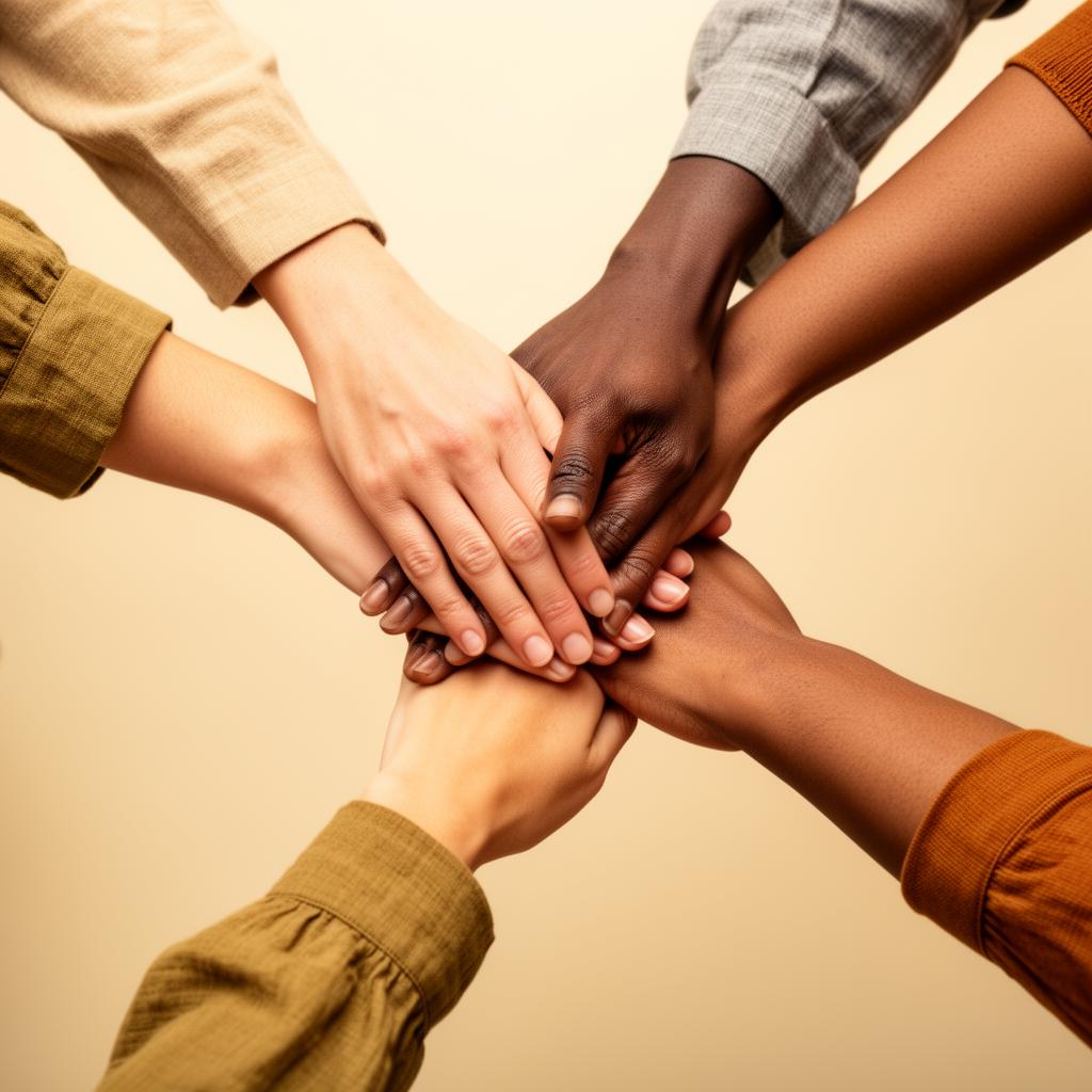 Hands joined together in support and community